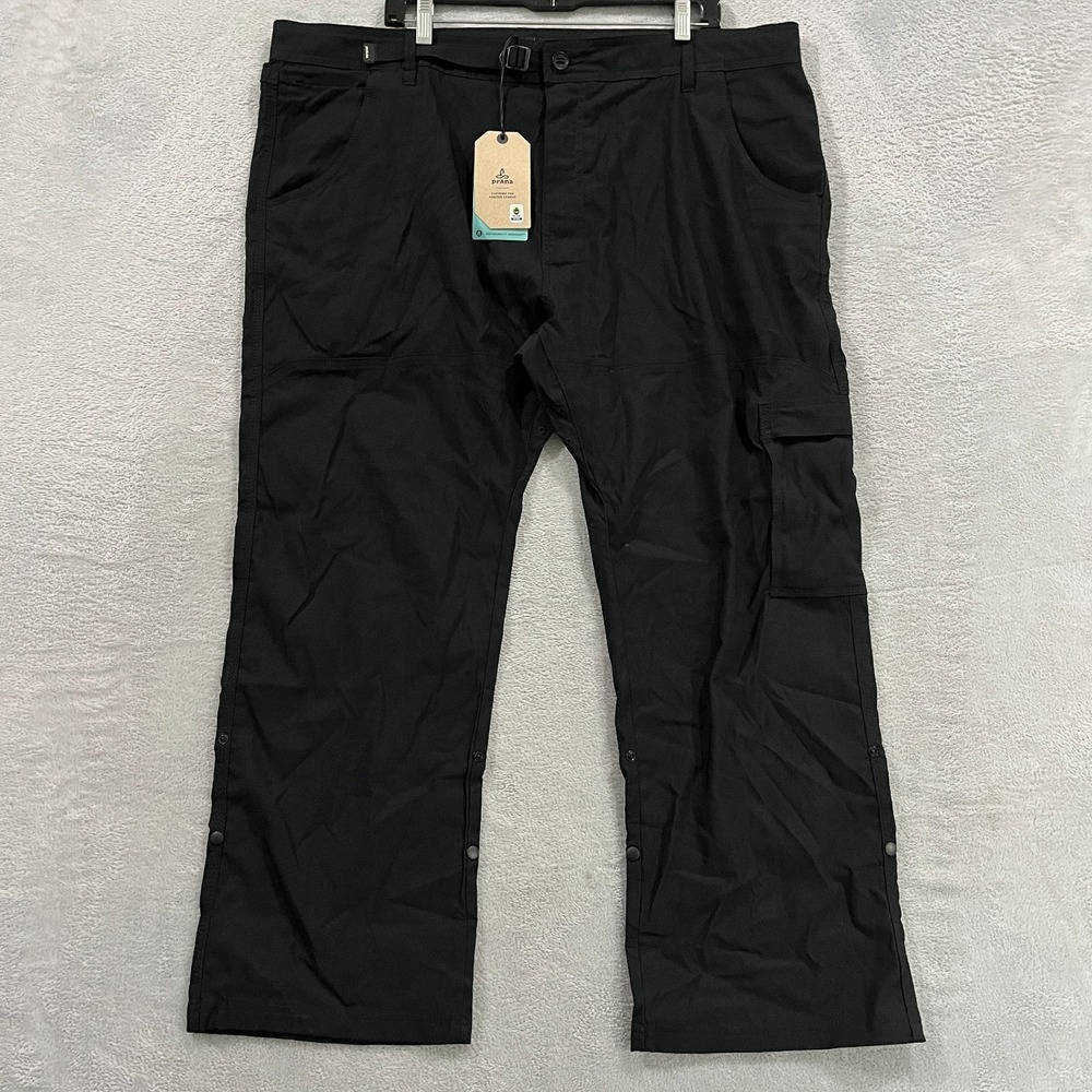prAna Stretch Zion Slim Pant II Mens 42x28 Black Hiking Cargo Nylon Stretch